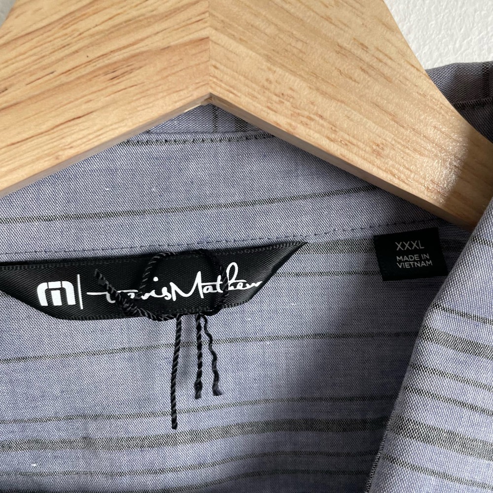 Travis Matthew Blue Stripe Thoreau Button Shirt Mens XXXL Heather Night Shadow - Picture 5 of 10